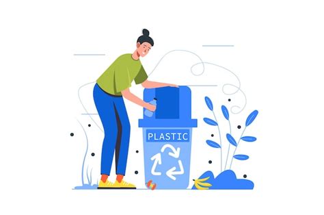 Premium Vector People Collecting Garbage Modern Flat Concept