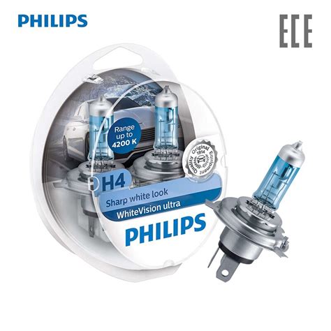 Philips H4 Auto Lamp 12v 60 55w P43t Full White Light Whitevision