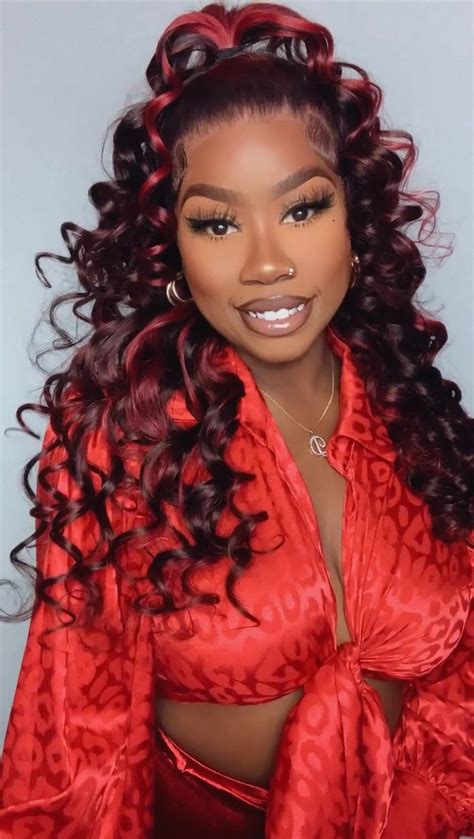 Red And Burgundy Highlight 13x4 Lace Front Wig 24” Tastelvls