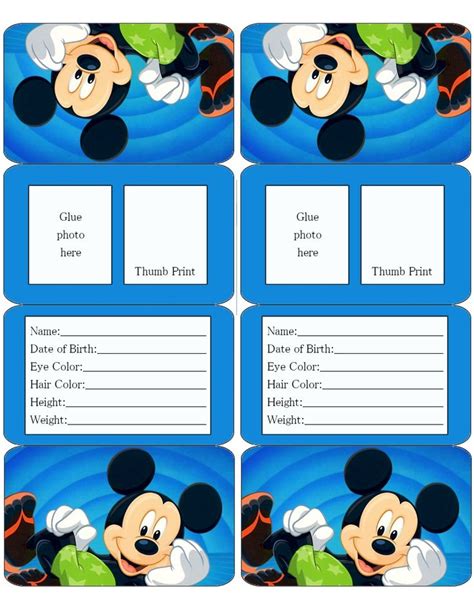 Free printable Mickey ID cards to help keep your children safe,