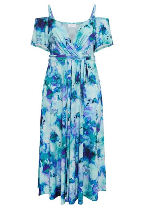 Yours London Plus Size Blue Abstract Print Wrap Dress Yours Clothing