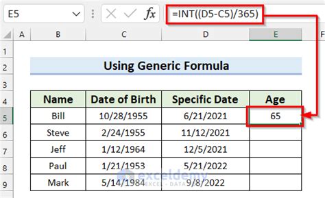 How To Calculate Age On A Specific Date With Formula In Excel