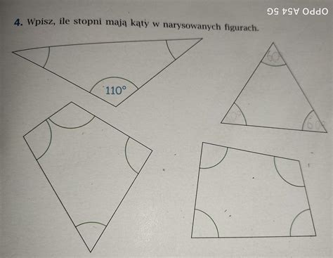 potrzebuję pomocy w matematyce klasa 4 Wpisz ile stpni mają kąty w