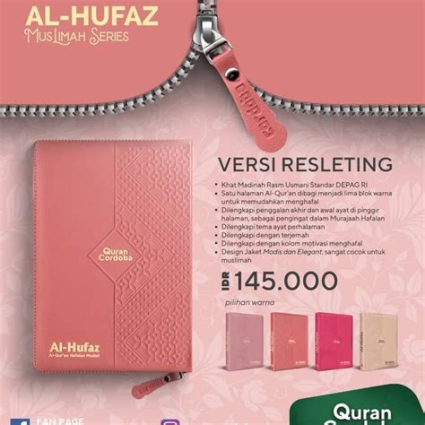 Jual Al Quran Al Hufaz Muslimah Resleting A5 Al Quran Hafalan Terjemah