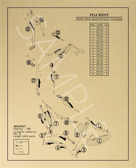 PGA West Pete Dye Mountain Course Outline (Print) – GolfBlueprints