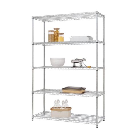 Trinity Chrome 5 Tier Steel Wire Shelving Unit 48 In W X 72 In H X