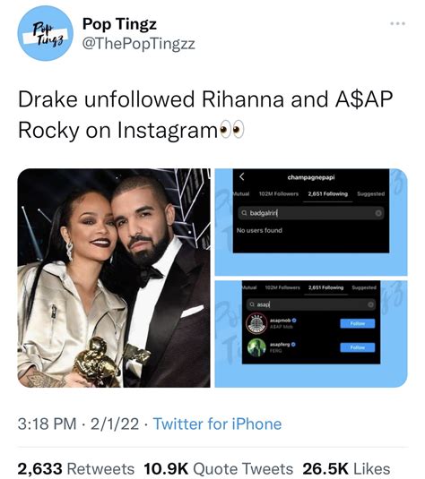 Drake Trolled After Unfollowing Rihanna And A Ap Rocky On Instagram