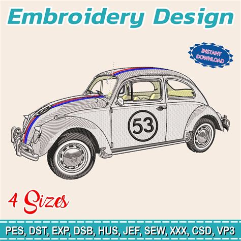 Embroidery Design Volkswagen Volkswagen Beetle 4 Etsy