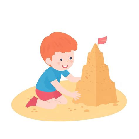 Child Building Sand Castle Cartoon Premium Photo Illustration Rawpixel