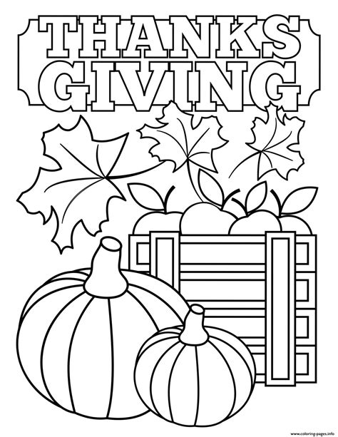 Thanksgiving Leaves And Pumpkins Coloring Page Printable