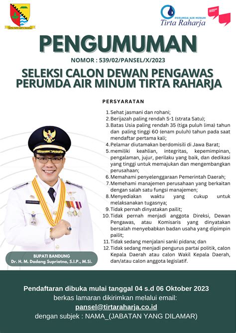 Seleksi Calon Dewan Pengawas Perumda Air Minum Tirta Raharja Detail