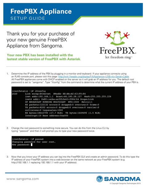 PDF FreePBX Appliance Setup Guide Literature Sangoma Netliterature