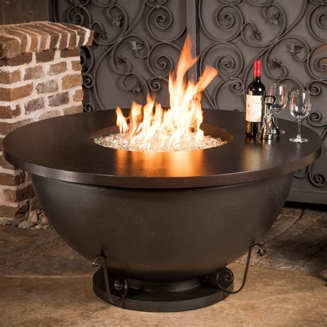 Cc Products Opulent Bowl 48 Inch Round Natural Gas Fire Table Black