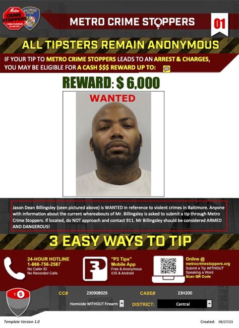 BPD Announces Reward and Case Links to Suspect Jason Billingsley ...