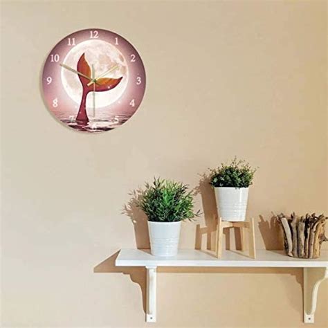 Buy Wall Clock Mermaid With The Moonlight Wall Clock Princess Ariel Tail Mermaid Decor For Girl