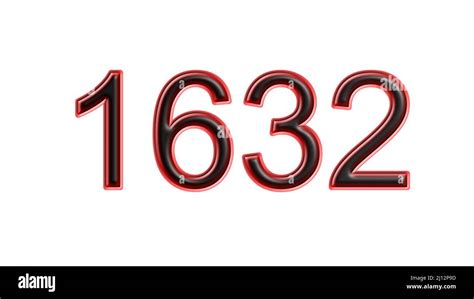 red 1632 number 3d effect white background Stock Photo - Alamy
