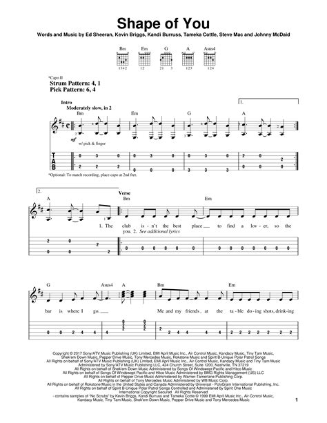 Play Official Version Of Shape Of You Sheet Music By Ed Sheeran For Guitar