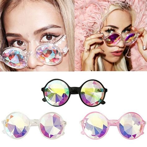 Rave Kaleidoscope Round Rainbow Glasses Diffraction Crystal Lens