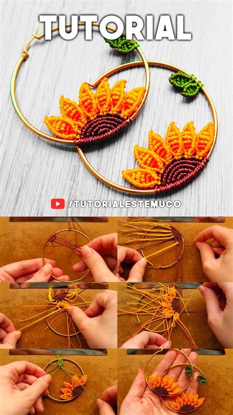 DIY Macrame Tutorial Como Hacer Girasol En Argolla Con Hilo