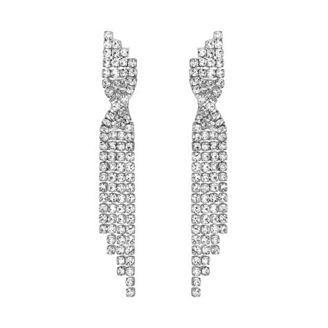 Jon Richard Silver Plated Statement Twist Crystal Earrings Jewellery