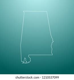 Vektor Stok Alabama State Usa Map Vector Outline Tanpa Royalti