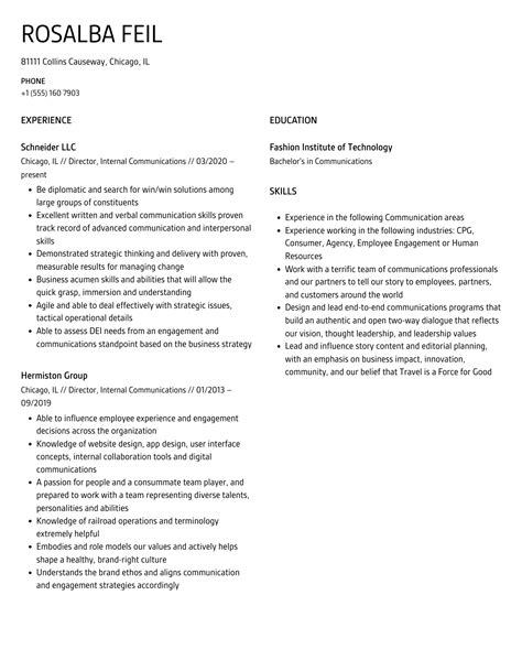 Director Internal Communications Resume Samples Velvet Jobs