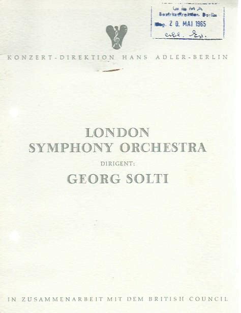 Programmheft Zu London Symphony Orchestra Programm Des Konzerts Unter