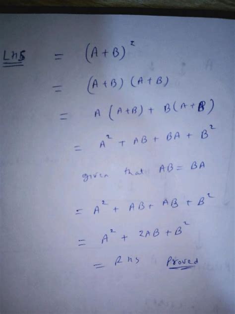 Dlu Lan If A And B Are Square Matrices Of The Same Order Such That