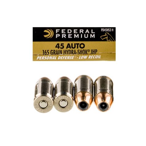 45 Auto Ammo 165 Gr Hydra Shok JHP Federal Premium 200 Rounds