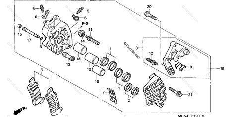 Honda Motorcycle 2004 Oem Parts Diagram For Right Front Brake Caliper