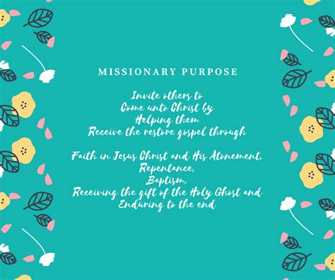 Missionary Purpose Statement Purpose Statement How To Memorize