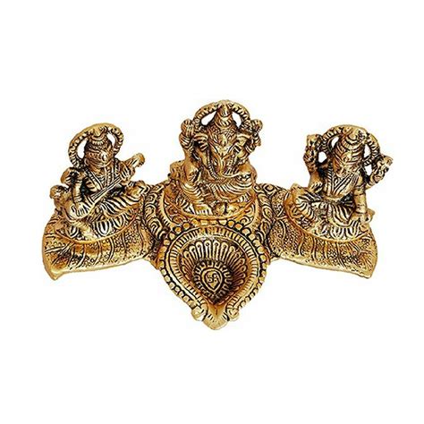 Gold Plated Decorative Laxmi Ganesh Saraswati Statue For Diwali Pooja