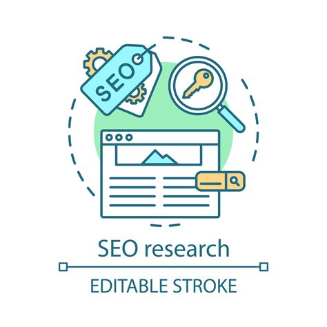 Seo Research Concept Icon Search Engine Optimization Idea Thin Line