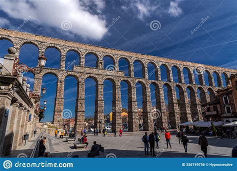 The Ancient Roman Aqueduct Of Segovia Spain Editorial Photo Image Of