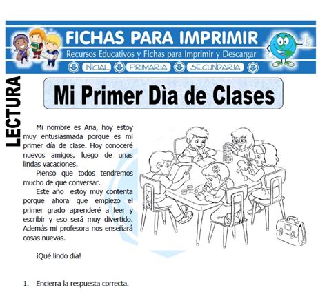 Ficha De Mi Primer Día De Clases Para Primaria Fichas Para Imprimir