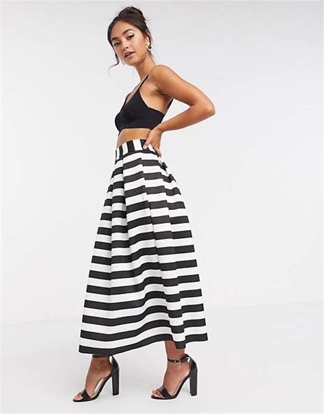 Asos Design Striped Scuba Midi Prom Skirt Asos