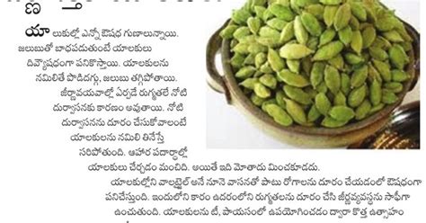 Chodavaramnet Health Benefits With Cardamom Seeds Yalukalu