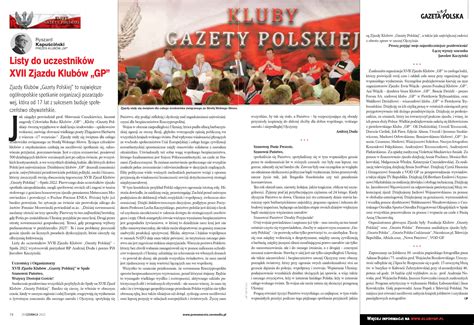 Kluby Gazety Polskiej Tydzie W Klubach Gp Listy Do Uczestnik W