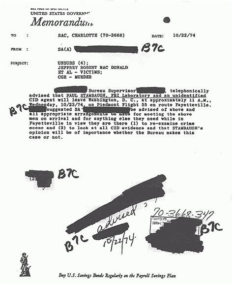 Jeffrey Macdonald Case Justthefacts Fbi Memo Re Review Of Crime Scene And Cid Evidence By