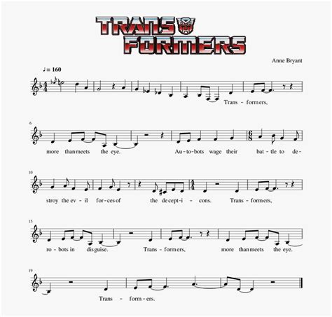 Transformers G1 Theme Song Piano Sheet Music Hd Png Download