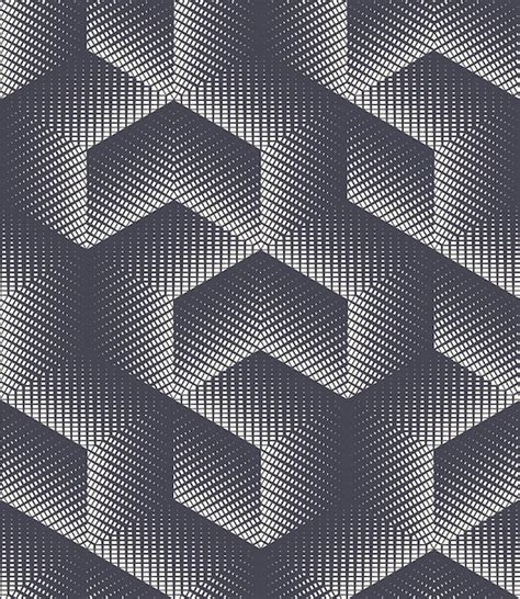 Premium Vector Cross Hatch Cube Isometric Shapes Seamless Pattern