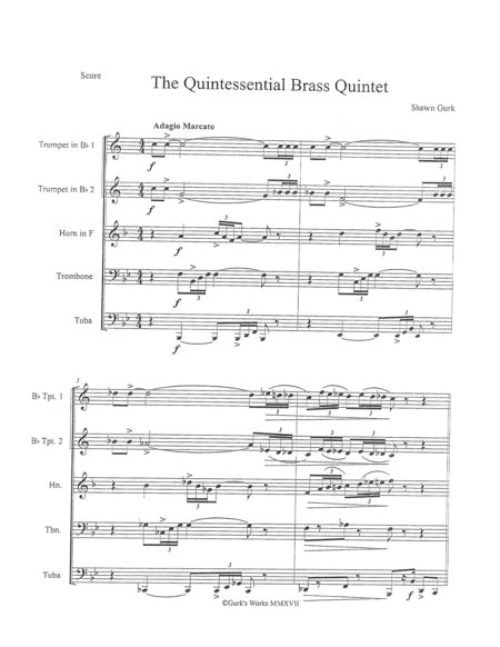 The Quintessential Brass Quintet By Shawn Gurk Sheet Music For Brass