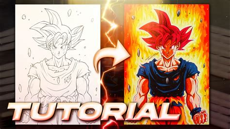 How To Draw GOKU SSj GOD Drawing Tutorial YouTube