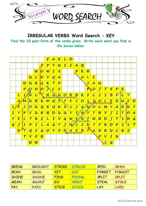 Wordsearch Irregular Verbs 7 Gen English Esl Worksheets Pdf And Doc