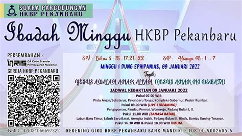 Ibadah Live Streaming Hkbp Pekanbaru Minggu I Dung Ephipanias