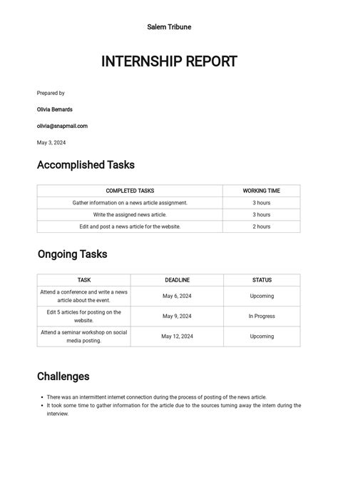 Internship Report Template