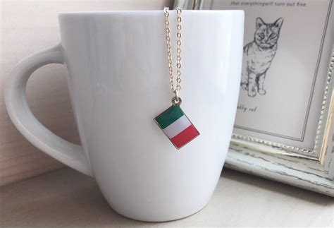 Italian Flag Necklace Gold Italian Flag Necklace Italian - Etsy