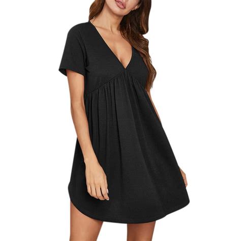 Womens Nightgowns Night Shirts Sexy Sleep Shirts V Neck Short Sleeve Night Sleepwear Soft