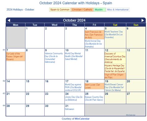 October 2024 Calendar Spanish Jaclin Tabina