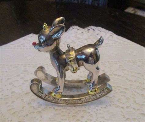 Rudolph Ornament Lenox Babys First Christmas Silver Etsy